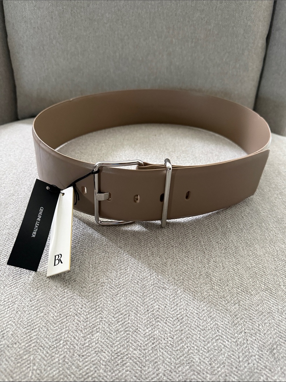 Banana Republic NWT Genuine Leather Wide Waist Belt Taupe Large 37” & 3” wide